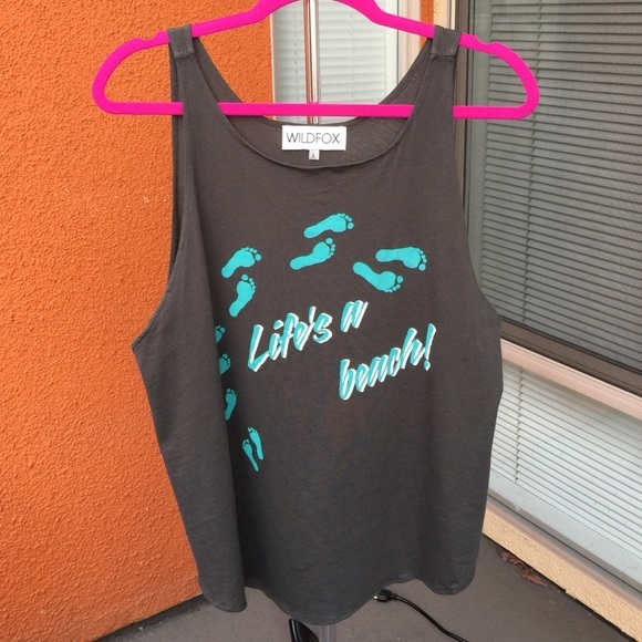 💕HP💕wildfox life’s a beach grey tank top - Picture 4 of 9